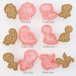 Cookie Molds 6 Piece Dinosaur Cookie Molds Dinosaur Stamped Embossed Cookie Cutter Mold Party Favor Food Grade PP Dinosaur Cookie Molds