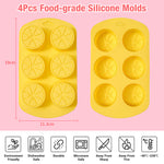 HASTHIP® Fruit Molds 4Pcs Food-Grade Silicone Molds with Dripper Fruit Shape Kitchen Molds Baking Tool 6-Grid Kitchen Molds for Chocolate, Candy, Mousse, Ice Cube & Jelly