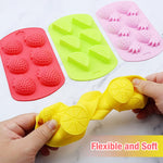 Fruit Molds 4Pcs Food-Grade Silicone Molds with Dripper Fruit Shape Kitchen Molds Baking Tool 6-Grid Kitchen Molds for Chocolate, Candy, Mousse, Ice Cube & Jelly