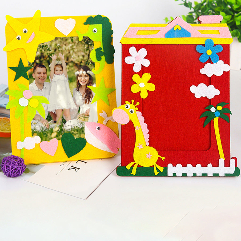 DIY Fabric Photo Frame Accessories Kit 6 Styles Cartoon Photo Frame Kids Decorative Fabric Photo Frame Picture Frame Kids DIY Non-woven Fabric Crafting Photo Frame