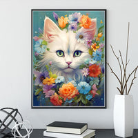 HASTHIP® Diamond Painting Kit - 12x16inch White Cat Diamond Painting Kits, 5D Diamond Painting Kit for Adults & Kids, Very Suitable for Home Leisure and Wall Decoration, Gift for Kids and Adults