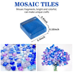 Mosaic Tiles, Glass Mosaic Tiles for Crafts Bulk, Stained Mosaic Glass Pieces, Mosaic Supplies for DIY Picture Coaster Home Mosaic Decoration, (450pcs Around), Blue