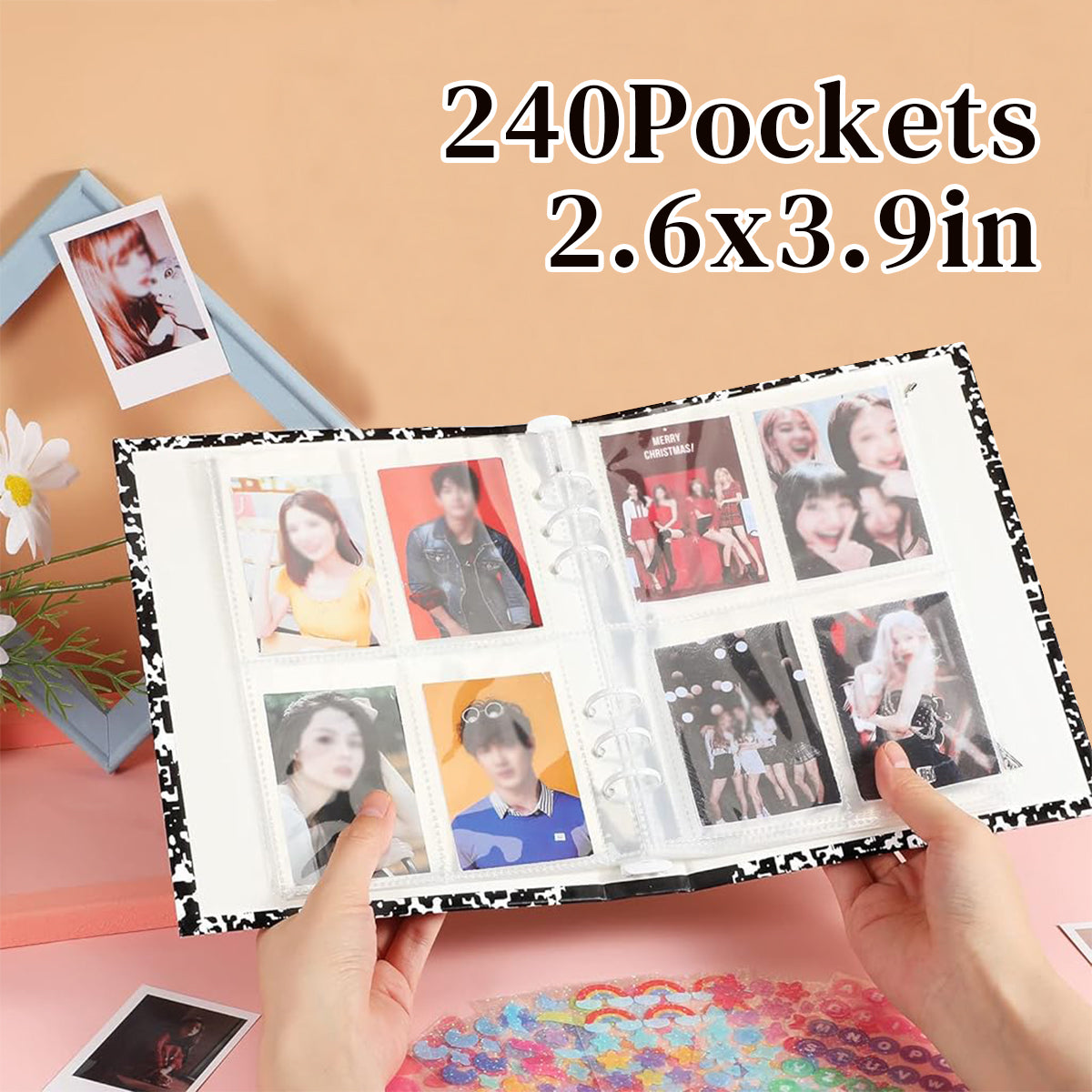 Scrapbook Photo Album Book, 30 Sheets Kpop Photocard Binder Kpop Photocard Holder Book Sleeves for A5 240 Photocards, Versatile Collection for Game Cards & Keepsakes