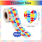 500Pcs Heart-Shaped Autism Stickers - Colorful Puzzle Self-Adhesive Labels for Events, Gifts & Packaging, Envelope Tab Sealer Autism Awareness Gifts for Women Men Kids Teen