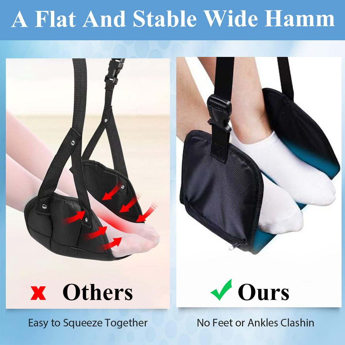 Airplane Footrest Hanging Travel Foot Rest with Ear Plugs & Eye Mask, Airplane Travel Accessories, Foot Hammock Portable Plane Leg Rest, Provides Relaxation and Comfortable for Long Flight