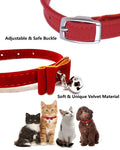 HASTHIP® Adjustable Cat Belt, Strong Breakaway Buckle, Cat Collar With Bell, Velvet Neck Strap for Kitten Cat, Safety&Comfort 33.5CM - Red (Pack of 1)