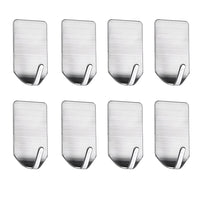 HASTHIP® Hooks for Wall Without Drilling, Stainless Steel Adhesive Wall Hanger Self Adhesive Waterproof Heavy Duty Sticky Narrow Wall Hooks (Pack 8).