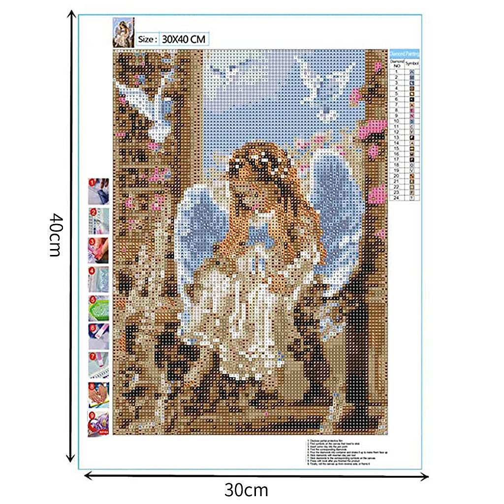HASTHIP® 5D Diamond Painting by Number Kit for Adults, Full Drill AngelDiamond Painting Rhinestone Embroidery Pictures for Adults Kids Relaxation and Home Wall Decor 30x40cm(Multi 6)