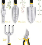 Garden Tools for Home Gardening,Weeder,Transplanter,Trowel,Hand rake, Pruner, Garden Tool with Cast Aluminium Heads and Ergonomic Handles, Tools Kit Set (Multi)