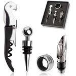 4PCS Bottle Openers Wine Bottle Opener Kit for Beer or Wine Premium Wine Opener Gift Set Includes Corkscrew Bottle Stopper Wine Pourer and Wine Ring(Gift Packaging)