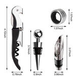 4PCS Bottle Openers Wine Bottle Opener Kit for Beer or Wine Premium Wine Opener Gift Set Includes Corkscrew Bottle Stopper Wine Pourer and Wine Ring(Gift Packaging)