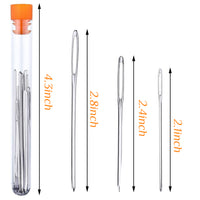 HASTHIP® Wool Knitting Needle Set, Stainless Steel Big Eye Needle, Wool Knitting Needle, Tatting Needle, Knitting Needle Set Steel with Clear Bottle, Perfect for Crochet Projects (15pcs)