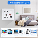 2.1A 2 USB Multi Plug Socket,Switch-Control Wall Socket,with Installation Box,13A-250V Charger Power Panel Receptacle 5 Outlet Switch (White PC)