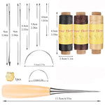 12 PCS Leather Sewing Repair Kit Leather Sewing Waxed Thread with Leather 7 Pcs Stitching Needle Tape Measure Sewing Awl for Leather DIY Stitching Repair Sewing Sofas Carpet Furs Sewing