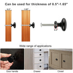 6PCS Premium Metal Matt Black Aluminum Alloy Door Knob, 30mm in Diameter, with Screws