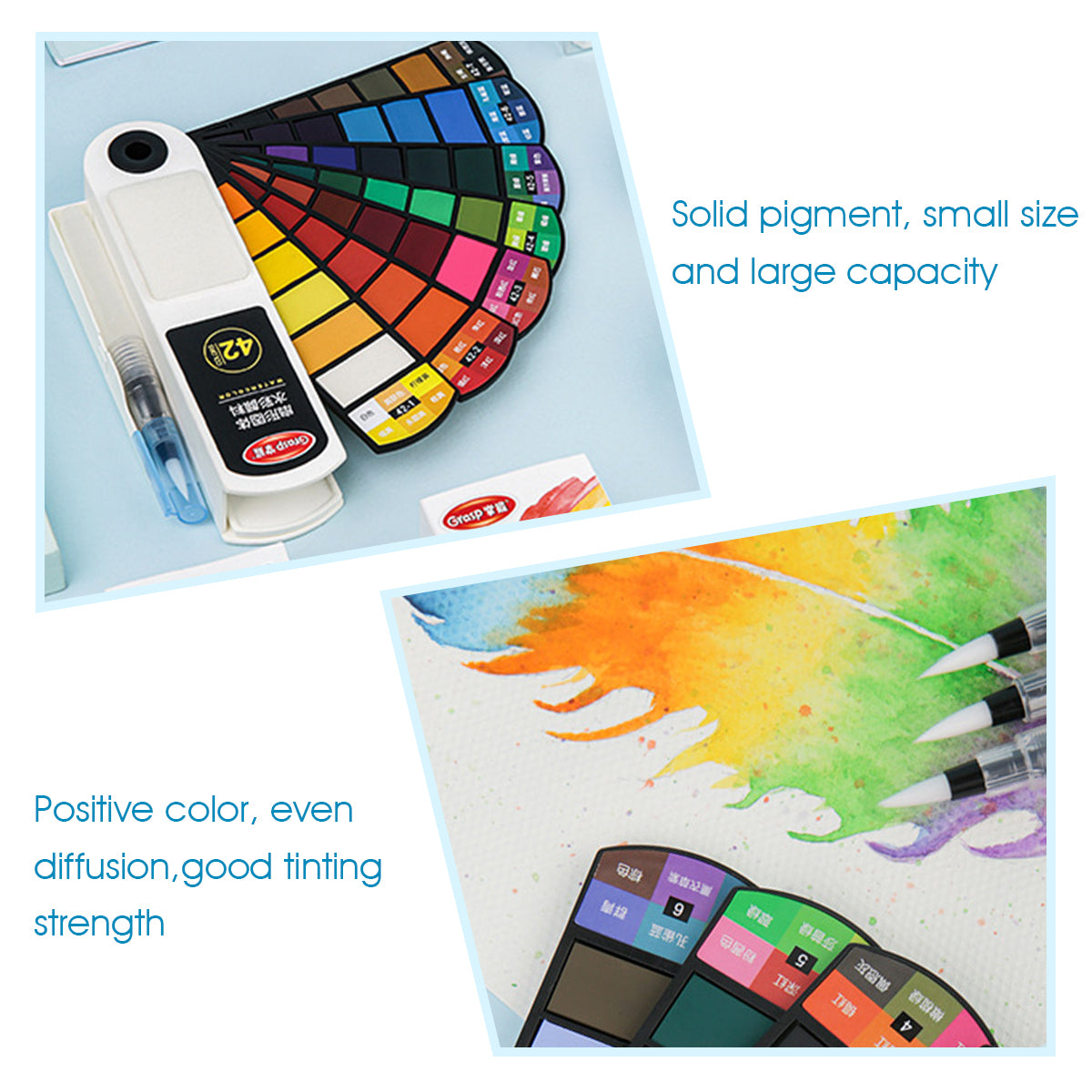 HASTHIP® 42 Colors Foldable Solid Watercolor Paint Set Black