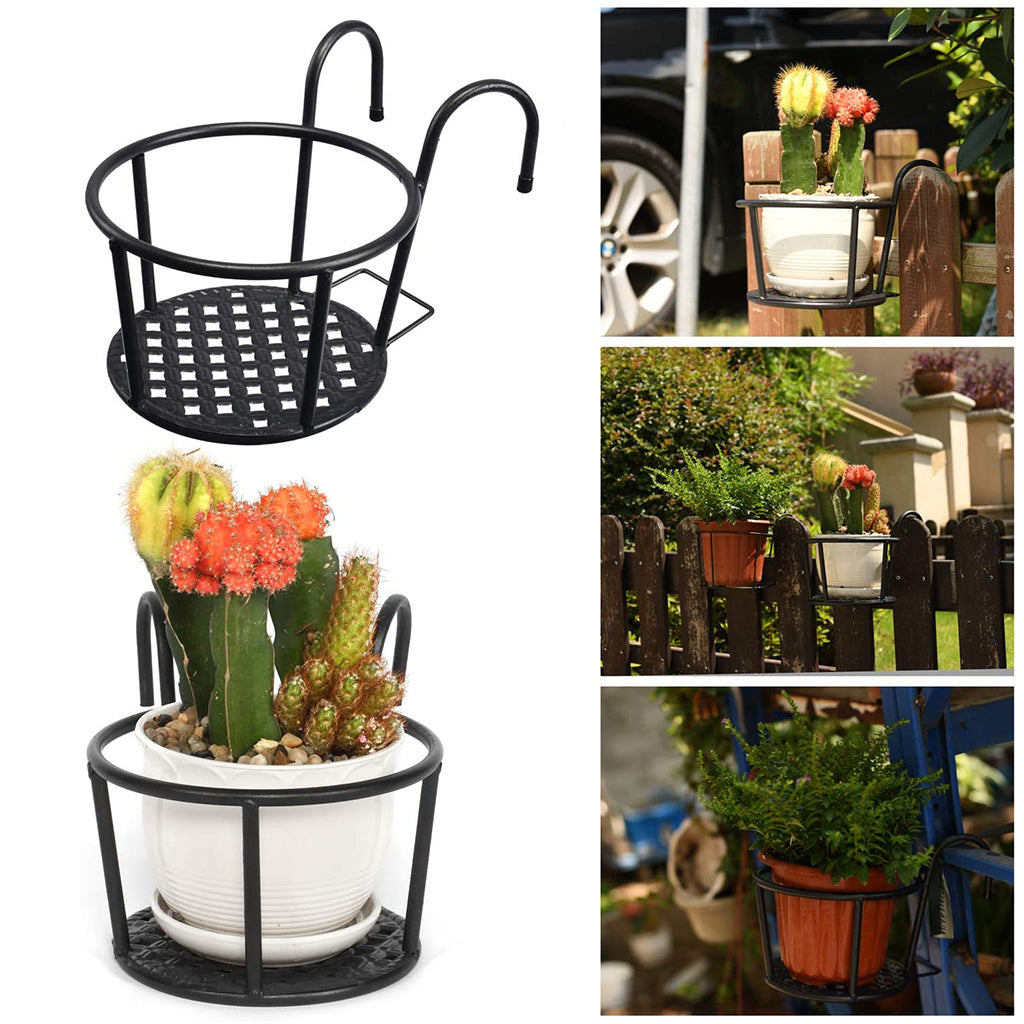 2pcs Flower Pot Stand for Railing Planters, Thicken Wrought Iron Plant Hanging Holder Bracket Plant Stand Indoor Hanging Pot Gamla Stand for Balcony Decoration Items Outdoor