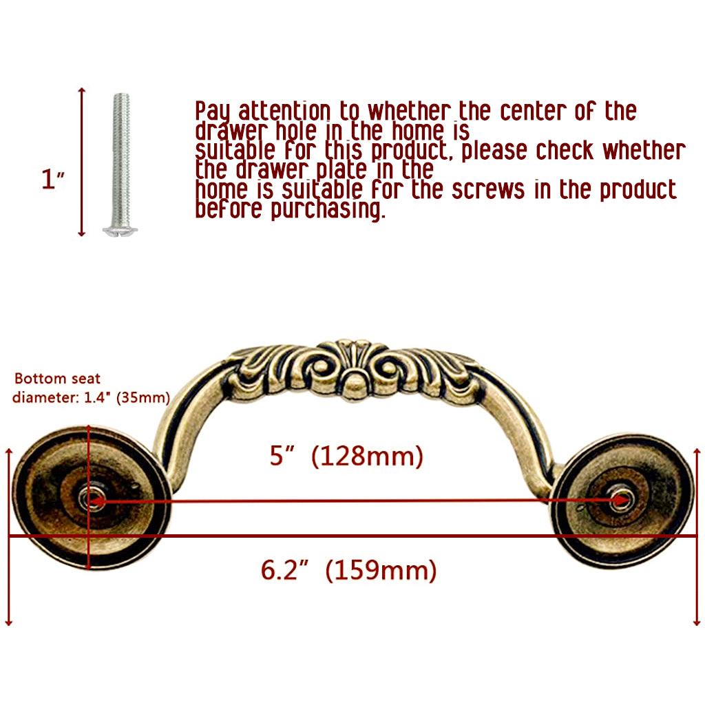 Vintage Metal Door Knob, 5 inches/128 mm Pitch, Drawer Pulls Handles Antique Bronze Kitchen Cabinet Drop Bail Pulls Handles for Closet, Kitchen Cabinet (2PCS)