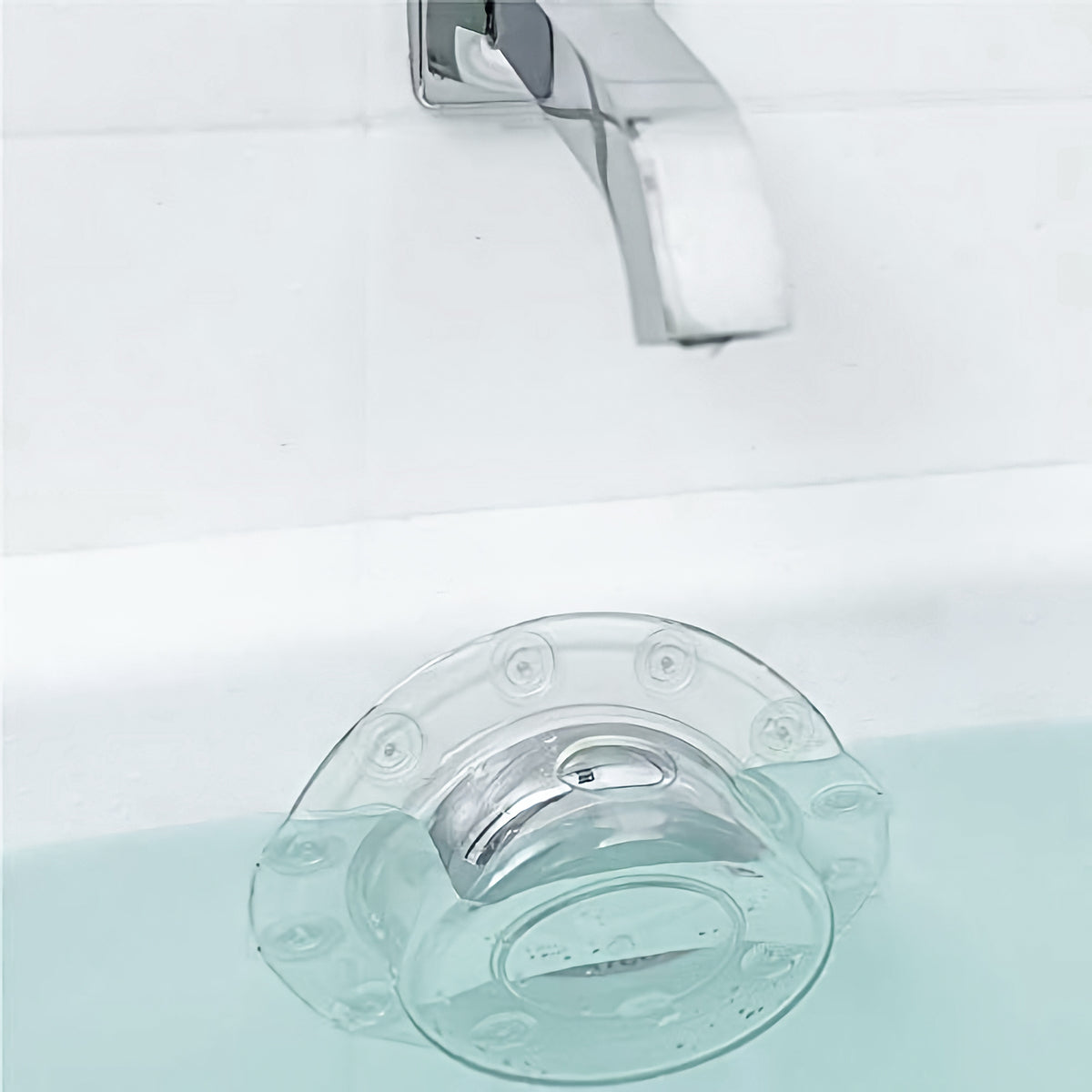 Overflow Drain Cover for Tub, Drain Block, Water Stopper Plug, Bath Essentials for Women, Suction Cup Seal, Best Gifts for Mom, Spa & Bath Accessories, 4" Diameter, Clear