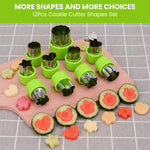 HASTHIP® 12Pcs Cookie Cutter Shapes Set, Stainless Steel Fruit Cutter Shapes Embossing Mold, Bread Sandwich Cutter for Kitchen, Baking Mold, Pastry Mold (Green)