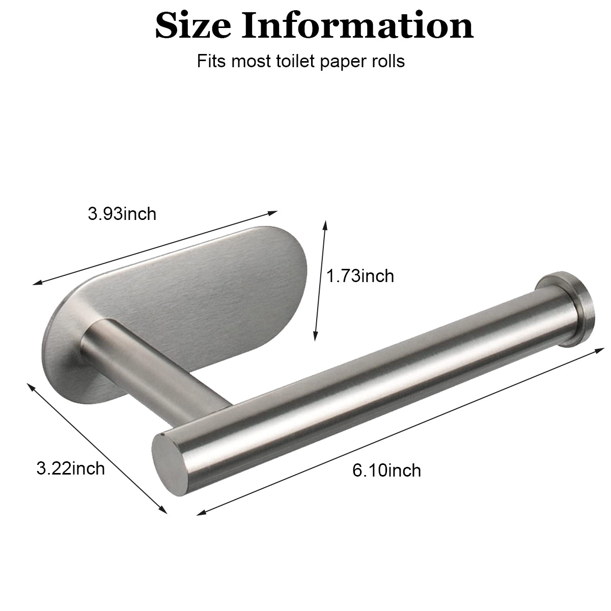 Toilet Paper Holder Self Adhesive, Thicken 304 Stainless Steel Rustproof Adhesive Toilet Roll Holder no Drilling for Bathroom, Kitchen, Washroom, Chrome Finish, 16 * 4.5 * 8.2CM (Silver)