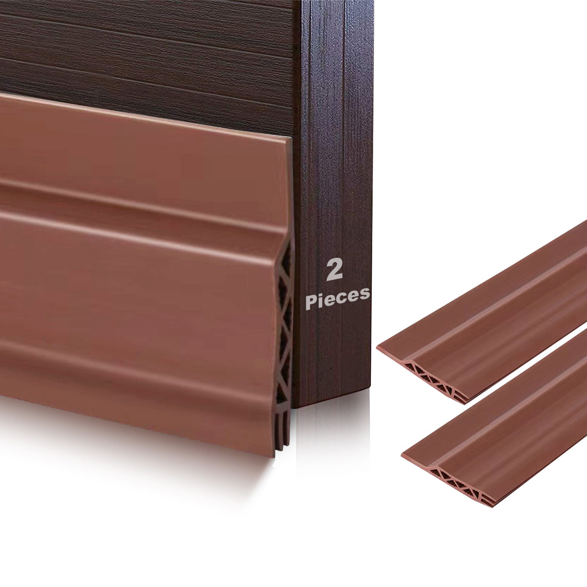 HASTHIP® 2 Pack Door Gap Filler Rubbe, Door Gap Sealing Strip, Dust and Noise Insulation Weather Stripping Strip Tape for Exterior & Interior Doors, 50mm in Width, 39'' Per One (Brown)