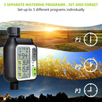 Drip Irrigation Timer for Garden Farm, Irrigation Water Timer with Rainy Sensor + Multi Programs Automatic Watering System, Waterproof Digital Irrigation Timer System for Lawns