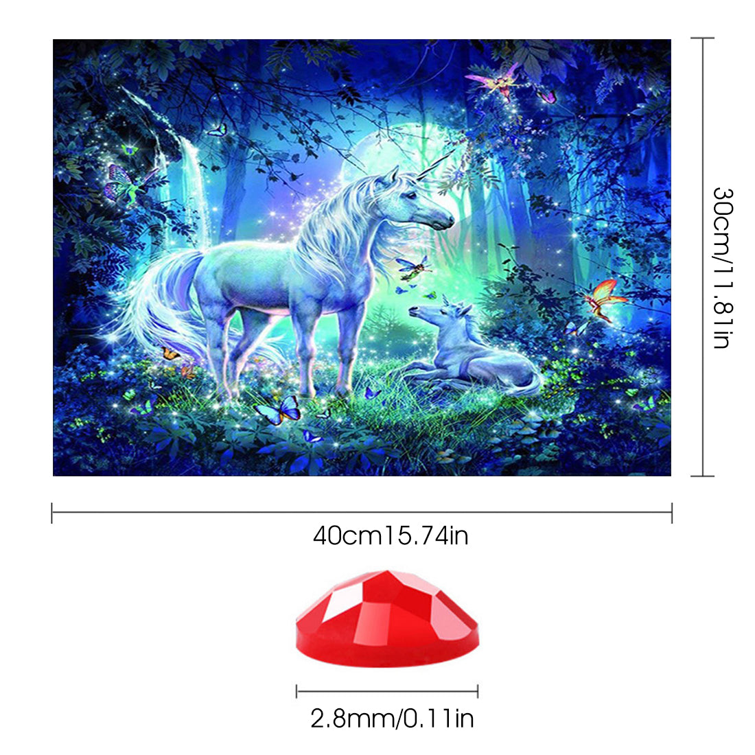 5D Diamond Painting Kit, Full Drill Unicorn Diamond Rhinestone Embroidery Pictures Painting by Number Kit, Very Suitable for Home Leisure and Wall Decoration, 30x40cm (Multicolour)