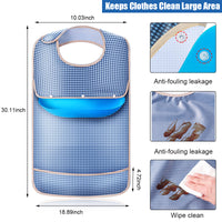 HASTHIP® Adult Bibs, Waterproof Adjustable with Leakproof Pocket, The Eldly Bib Adult Washable Dining Bibs for Men, Women Eating Cloth for Elderly Seniors and Disabled (Blue)