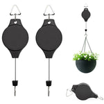 2Pcs Hooks for Hanging Plants, Retractable Plant Hanger Easy Reach Hanging Flower Basket, Plant Hook Pulley for Garden Baskets Pots and Birds Feeder