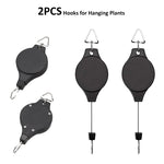 2Pcs Hooks for Hanging Plants, Retractable Plant Hanger Easy Reach Hanging Flower Basket, Plant Hook Pulley for Garden Baskets Pots and Birds Feeder